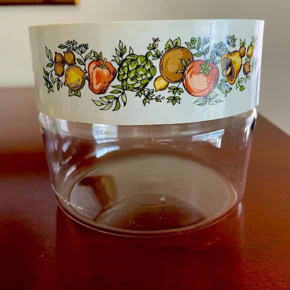 Vintage Pyrex Corning Ware SPICE OF LIFE Glass Canister STORE N’ SEE 4” Diameter - Picture 1 of 10